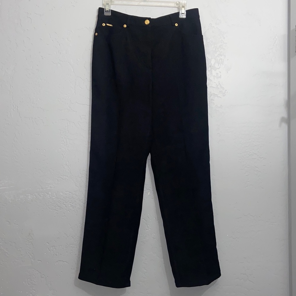 St. John Sport by Marie Gray Classic 5 Pockets Black Pants Logo Button/Rivets 8